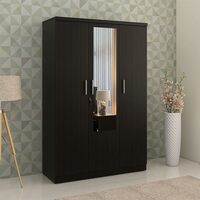Home Centre Helios Rhine 3-Door Wardrobe with Mirror - Wenge (Engineered Wood) [Rs 8700 Coupon]