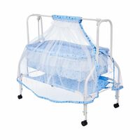 Supples Baby Cradle with Swing and Mosquito Net, Four Wheels with Brake, Strap Lo