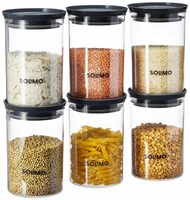 Solimo Plastic Storage Jar and Container Set 900 Ml Each, Set 6, Grey