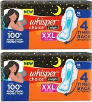 Whisper Choice Night XXL 317mm (18+18 Pads) Sanitary Pad  (Pack of 2)