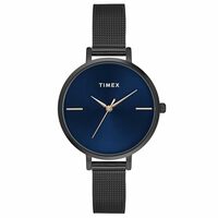 Timex Women Stainless Steel Analog Blue Dial Watch-Twel155Smu08, Band Color-Black