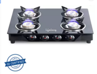Lifelong ISI Certified Glass Manual Gas Stove  (4 Burners)