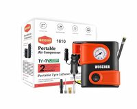 Woscher 1610 Portable Mini Tyre Inflator with Storage Bag, Car Tyre Inflator Pump 