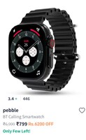 Pebble Crest 2.02" Infinite Display BT Calling Smartwatch  on Myntra