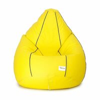Sattva Classic XXL Bean Bag Cover (Without Beans) - Yellow with Navy Blue Piping