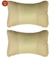 Adroitz Beige Universal Neck Rest Pillow Faux Leather Material in Football Design for All Car
