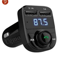 Car Bluetooth- CAR X8 FM Transmitter Car Kit for Hands Free Call Receiver/Stereo Music Player/TF Card/Aux Mobile Connector and USB Mobile Charger for All Smartphones - (Black)
