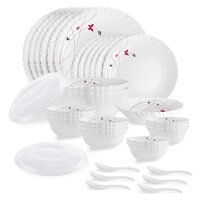 Cello Opalware Dazzle Series Lush Fiesta Dinner Set, 35 Units | Opal Glass Dinner Set for 6 [Apply ₹250 Off Coupon]