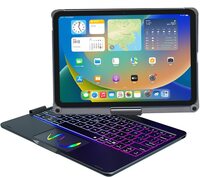 ProElite Rotatable Wireless Bluetooth TouchPad Keyboard flip case Cover for Apple iPad 10th Generation, Built-in 7-Colors Backlit, Black