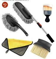 Azaria 5 PCS Microfiber Car Duster Kit Interior & Exterior Car Cleaning Detailing Tool Scratch & Lint Free, Pollen Removing Extendable Long Handle Duster for Car & Motorcycle car Accessories (A1)
