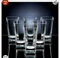 MATIC HOUSEWARE Square Fiber Glass Set for Water, Plastic Glass Set, Drinking Glass for Juice, Plastic Water Glasses, Unbreakable Glass Set (Glasses Set of 6, 300ml, Square, Clear)