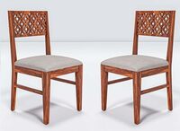 Streema art Solid Sheesham Wood CNC Dining Chair Set (Two Seats)