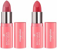 Biotique Natural Makeup Magicolor Lipstick, Barely There, 4g & Biotique Natural Makeup Magicolor Lipstick, Twinkle Pink, 4g