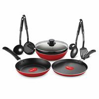 Pigeon by Stovekraft Mio Nonstick Aluminium Cookware Gift Set Red