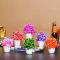 Dekorly Vibrant Colors Artificial Flower Potted Plants for Decoration Purposes (Multicolour, Set of 6 Pieces)