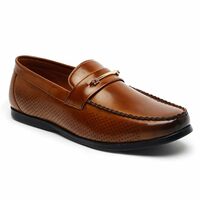 MUTAQINOTI Men's Brunette Brown Luxury Leather Patina Work Loafer Handmade Formal Slip