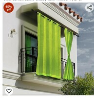 HIPPO Waterproof Plastic Outdoor Balcony Curtain HDPE Fabric Sun & Rain Protection for Balcony 9ft Long Door Curtain (Lime-Grass | 4.50FTX9.00FT | 2PC) 