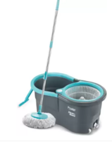 Prestige Alpha with 360 Degree Spinner 2 Microfiber heads & Twin Bucket Mop Set  (Grey, Blue)
