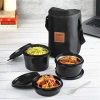 CELLO MF Click Lunch Box Set with Bag, 3 Containers, Black [Rs 100 Coupon]