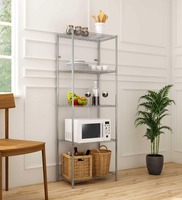 Denham 5 Shelf Metal Kitchen Racks Silver Colour