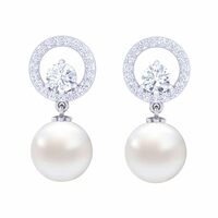 Clara 92.5 Sterling Silver Swiss Zirconia Pearl Earrings | Gift for Women and Girls