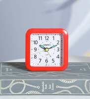 Leo White & Red Hard Plastic Square Shaped Table Alarm Clock