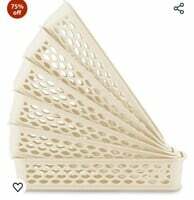 RATAN PLASTICWARE- [Pack of 6 (Beige)] Diana Tray for Storage (Narrow) | Desk Basket/Organizers for Staitionary, Jwellery, Tools, Cabinet organizer for Bedroom or Washroom, Kitchen, Office 