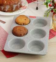 Grey Non Stick Aluminium Microwave Safe Muffin Tray