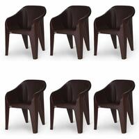 Supreme Futura Plastic Chairs for Home and Office (Set of 6, Brown)