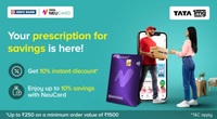 1mg × TataNeu Cards | Wow! Wealth of Wellness Sale 10% Instant Discount Up to ₹250 on Min Order of INR 1500