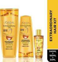 L'Oréal Paris Extraordinary Oil Shampoo (340 ml) + Conditioner (180 ml) + Serum (30 ml)  (3 Items in the set)