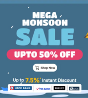 Mega Monsoon Sale - Upto 50% Off + Upto 7.5% Instant Discount on HDFC/One Card/Yes Bank