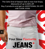 CELIO - END OF SEASON SALE - Upto 60% Off + Extra 5% Off