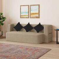 Amazon Brand - Solimo Rupton 3 Seater Foldable Sofa Cum Bed (EPE Foam with Jute Fabric, Beige, 72x44x14 inches)