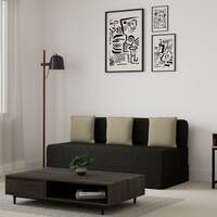 Amazon Brand - Solimo Dukon 3 Seater Foldable Sofa Cum Bed (EPE Foam with Jute Fabric, Dark Grey, 72x60x8 inches)