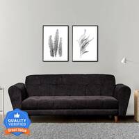 Seventh Heaven Milan 3 Seater Sofa, Extra Spacious, Chenille Molfino Fabric: 3 Year Warranty Fabric 3 Seater Sofa (Finish Color - Black)