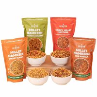 Eat Better Co – Millet Namkeen Combo – Four Flavours – Desi Masala, Mango Achari, Cheesy Garlic and Chilli Garlic – 4 * 100 grams - Healthy Snacks for Adults Combo