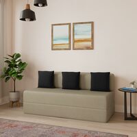 Solimo Dukon 3-Person Sofa Foldable Sofa Cum Bed (Epe Foam with Jute Fabric, Beige, 72X60X8 Inches)