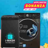 Appliances Bonanza Upto 80% off on TVs & Appliances  & More + 10% Bank offer (20-26 June) 