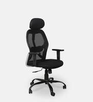 Tulip Breathable Mesh Ergonomic Chair with Headrest in Black Colour