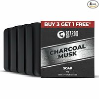 Beardo Activated Charcoal Musk Soap for Men, 75g x 4 | With Activated Charcoal | Deep Cleansing, Anti-Pollution | Refreshing | Removes Impurities | Removing Excess Oil