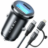 LISEN 48W Usb C Car Charger Adapter [Mini&Metal]