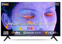 Sansui 109 cm (43 inch) Ultra HD (4K) LED Smart Android TV with Dolby Audio and DTS (Mystique Black)  (JSW43ASUHD)