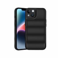 Amazon Brand - Solimo Puffer Case Camera Protection Soft Back Cover for Apple Iphone 14 - Black - Rubber