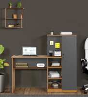 Maya Study Table In Grey & Teak Colour