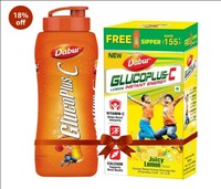 Dabur GlucoPlus C [ FREE SIPPER ] Nimbu Pani - 1 Kg Glucose Powder|Vitamin C Helps Boosts Immunity|Calcium Supports Bone Health |Replenishes Energy | Juicy & Tasty Lemon Flavour 