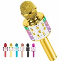 Karaoke Microphone for Kids Singing,5 in 1 Wireless Bluetooth Microphone with LED Lights Karaoke Machine Portable Mic Speaker Player Recorder for Home Party Birthday Black