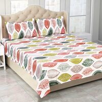 Status Contract Spring Summer Collection-2024 Cotton Rich Double Bedsheet with 2 Pillow Covers for Bed Room, Home, Hotel-120 GSM (Floral)