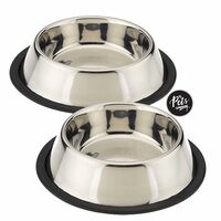 The Pets Company Stainless Steel Dog Feeding Bowl, Medium Dogs (Set of 2)