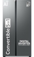 Samsung 653 L, 3 Star, Frost Free, Double Door, Convertible 5-in-1 Digital Inverter, Side By Side AI Enabled Smart Refrigerator with WiFi (RS76CG8003S9HL, Silver, Refined Inox, 2024 Model)